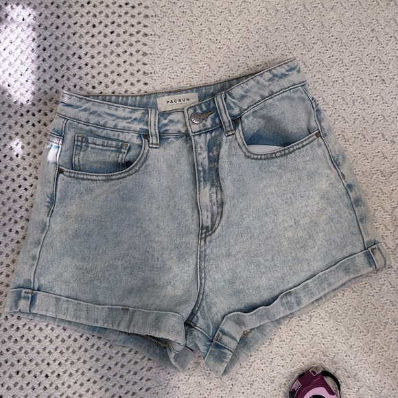 PacSun WOMENS Blue Jean MOM Shorts High-Waisted 26 - Picture 1 of 11